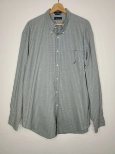 Nautica Mens Shirt Blue Check Button Up Long Sleeve Cotton Size XL - Picture 1 of 7