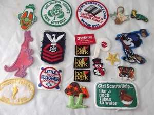 Vtg lot 20 PATCHES MIXED LOT SEW ON IRON ON EMBROIDER NEW USED Mickey Golf Scout - Picture 1 of 1