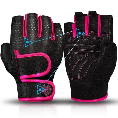 Guantes de entrenamiento acolchados de levantamiento de pesas MOREOK para hombre/mujer rosa - XS Foto 1 de 4