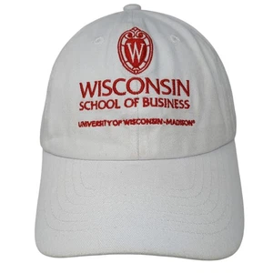 Gorra de béisbol Wisconsin School of Business con tirantes blanca talla única bordada - Imagen 1 de 9