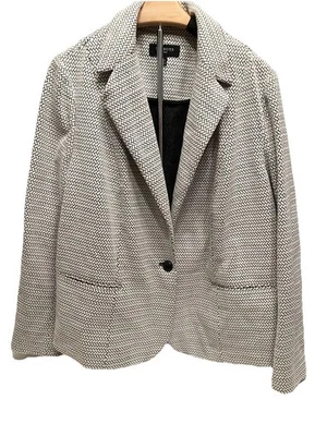 TALBOTS Waffle Pattern 1-Button Knit Blazer Size 2X Black White Office Preppy H8 - Image 1 of 4