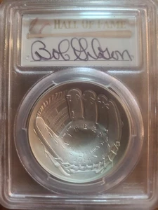 2014-P Baseball HOF Silver Dollar MS70 Legends Of Baseball Bob Gibson AUTOGRAPH  - Picture 1 of 8