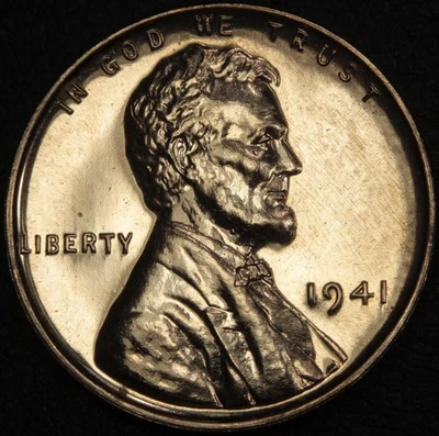 Centavo de cobre Lincoln Wheat 1941 a prueba 1C (PR altamente reflectante) Foto 1 de 4