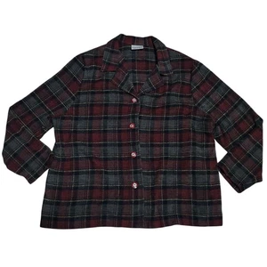 Vintage 90s Fashion Bug Plaid Blazer Burgundy Women's 2X Preppy Fall Style - Picture 1 of 4