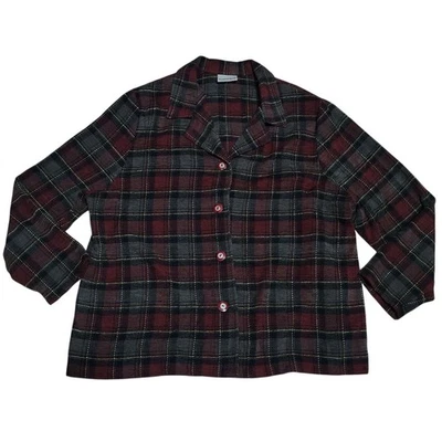 Blazer a Cuadros Vintage Años 90 Moda Bug Borgoña Para Mujer 2X Estilo Preppy Otoño Foto 1 de 4