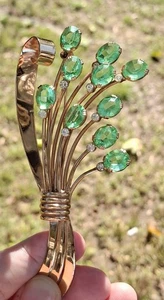 Spektakuläre Coro Craft Brosche Roségold über Sterling Peridot grün Strass - Bild 1 von 12