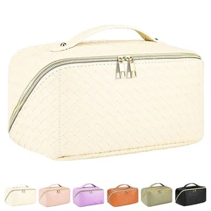 Large Capacity Travel Cosmetic Bag – Leather Makeup Organizer, Portable Toiletry - Picture 1 of 7