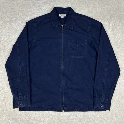 Wallace & Barnes Jacket Mens Small Navy Ripstop Cotton Zip Chore Shirt Workwear - Image 1 of 4