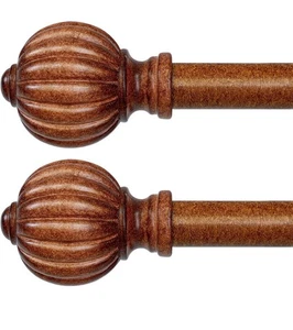 2 Stück Holz Gardinenstangen für Fenster 18-45", 1 Zoll Schwerlast Gardinenstangen - Bild 1 von 20