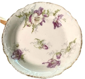 Antique Jean Pouyat Limoges Porcelain Bowl Floral 5” Low Bowl Trinket Dish Boho - Picture 1 of 6