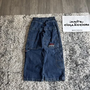 Vintage 90’s Jnco Low Pockets Blue Embroidered Baggy Denim Jeans Men’s 30x30 Rarität - Bild 1 von 11