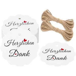 Geschenkanhänger Hochzeit Danke Karten Geschenkanhänger 6cm mit Jute Schnur - Bild 1 von 10