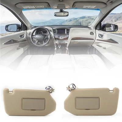 Pair Tan Sun Visor w/Lamp For 2013-2018 Pathfinder /2014-2017 2015 Infiniti QX60 - Imagem 1 de 4