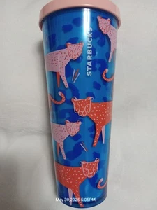 2018 Starbucks 24oz Venti Cold Cup/Tumbler - Limited Edition Cheetah Print READ* - Picture 1 of 6