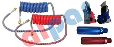 Coiled Air Line Hose Kit With Glad Hands & Aluminum Handles 15ft 40 in lead - Image 1 of 4