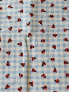 Ladybugs On Light Blue Gingham Cotton Fabric (Jo-Ann's) - Picture 1 of 4