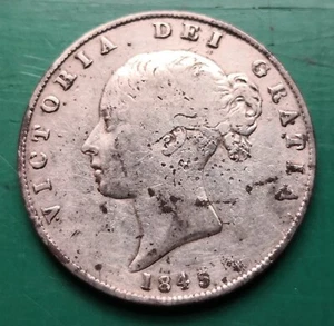 Moneda de media corona de plata Victoria 1845 #1197 - Imagen 1 de 2