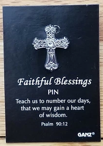 Prendedor y versículo bíblico Fairthful Blessings ABRIL piedra de nacimiento cruz NUEVO - Imagen 1 de 1