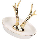  Antlers Jewelry Plate Ceramics Gold Decor Necklace Holder Stand Mount