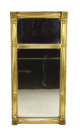 Antique 19th Century Gold Gilded Federal Split Column Mirror Cover
