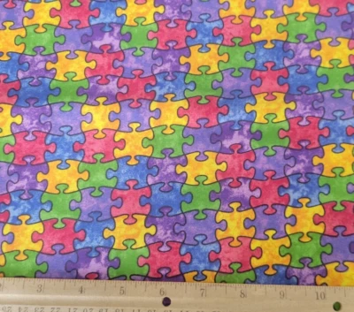 Crisp Finish Autism Awareness Jigsaw Puzzle Multi Color Cotton Fabric - Image 1 of 2