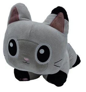 Cuscino Animali Peluche Grigio Occhi Grandi Gatto 18" Zampa Ricamata - Foto 1 di 10