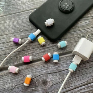 10Pcs USB Cable Protector Earphone Wire Cord Silicone Cover Data Charger Sleeve - Picture 1 of 12