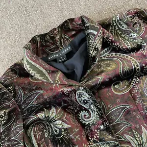 Ralph Lauren Black Label Sz 8 Women Jacket Blazer Silk Paisley Velvet Texture - Picture 1 of 11