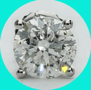ORECCHINO SINGOLO borchia diamantata .90CT H 14K WG LG rd fondello a vite brillante - 1/2 PAIO! - Foto 1 di 5