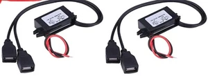 12V to 5V DC Step Down Converter Dual USB Adapter 12 V to 5 Volt 3A charger PAIR - Picture 1 of 2