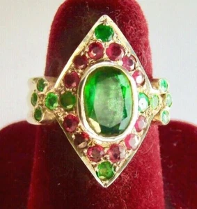 925 Art Deco St. Silver Ring,with 1.50 Ct 9x6.5 mm Oval Shape Emerald,Size N 1/2 - Picture 1 of 4