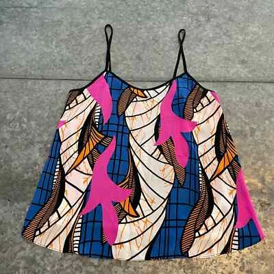 Topshop Abstract Graphic Print Camisole 6 Pink Blue Orange White Tank Top Shirt - Image 1 of 4