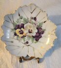  Vtg Small Hand Painted Japanese Bone China Dish With Stand Gold Trim
