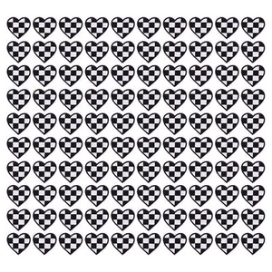 100pcs Iron On Heart Shaped Patches Black White Grids DIY Applique Patches For J - Picture 1 of 22