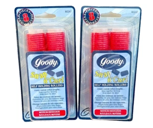 Goody 1999 Red Medium Snap N’ Curl Self Holding Rollers (2 Packs of 8) Vtg New - Picture 1 of 5