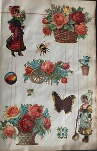 CHROMOS WAFFELN 19. JAHRHUNDERT VERSCHIEDENE ALBUMSEITEN + BLUMENKÖRBE - Bild 1 von 1