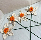 Daffodils/Flowers/Cream-Orange/Handmade/Set of 4/Easter