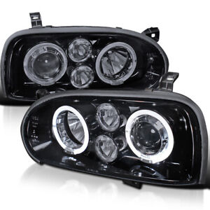 Glossy Black 93-98 Vw Golf Mk3 Projector Head Lights+Driving Fog Lamps