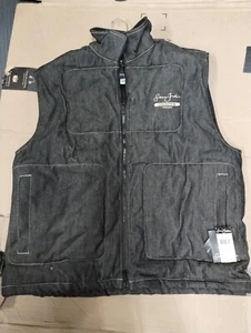 NEW NWT Sean John Men's Denim Vest Size XL INSULATED $88 Tags Winter BLACK VTG - Picture 1 of 4