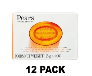 12 Pack Pears Pure & Gentle Transparent Soap 4.4 oz/125 g. Bar Soap, Orange - Picture 1 of 3
