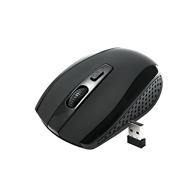 BLACK WIRELESS CORDLESS 2.4GHz MOUSE USB DONGLE OPTICAL SCROLL FOR PC LAPTOP MAC • 7.95£