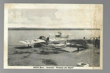 CPA CARTOLINA 1929 COPPIA IDROVOLANTI OSTIA MARE IDROSCALO PARTENZA PER NAPOLI V
