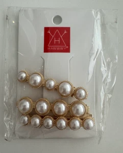 3 Piece Pearl Gold Hair Clips for Women Girls - Picture 1 of 1