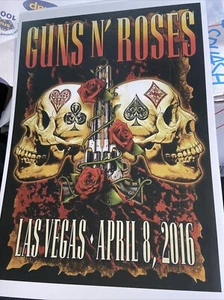 GUNS N' ROSES April 8th 2016 Las Vegas Concert Flyer - A4 Sized Carded Print - Picture 1 of 2