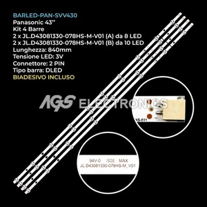 SET 4 LED-STREIFEN TV PANASONIC TX43GX555E, SVV430A52, SVV430A78, VES430UNYL - Bild 1 von 1