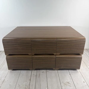 Vintage Faux Wood Audio Cassette Tape Holder 6 Drawer Storage Cabinet Holds 72 - Picture 1 of 12