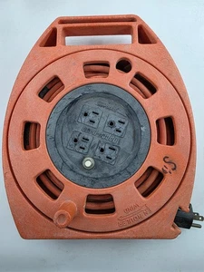 Woods Wire Retractable Extension Cord 20Ft Reel Reset Button Tape Repair on Wire - Picture 1 of 9