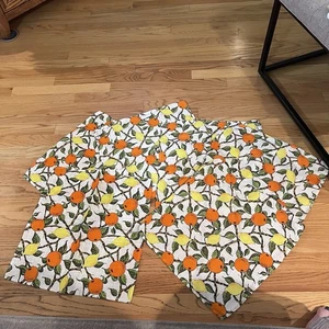 "6 servilletas de tela vintage naranja amarillo fruta/patrón floral MCM 16""" - Imagen 1 de 4