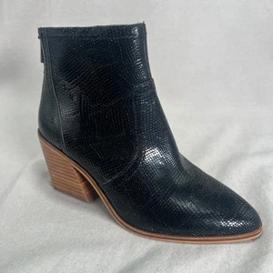 Lucky Brand Sonah schwarze spitz zulaufende Leder-Booties Schlangenleder Western Größe 6,5 - Bild 1 von 16