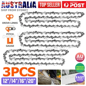 3PCS 12"/14''/16''/20''/22'' Chainsaw Chain Blade Saw Replacement Semi Chisel AU - Picture 1 of 13